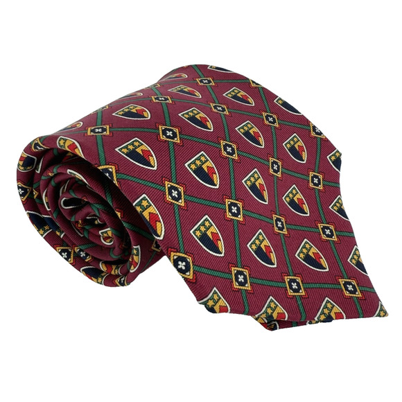 Tommy Hilfiger Silk Tie Crest Shield Print Vintage Preppy Ivy League Academia - Picture 1 of 6